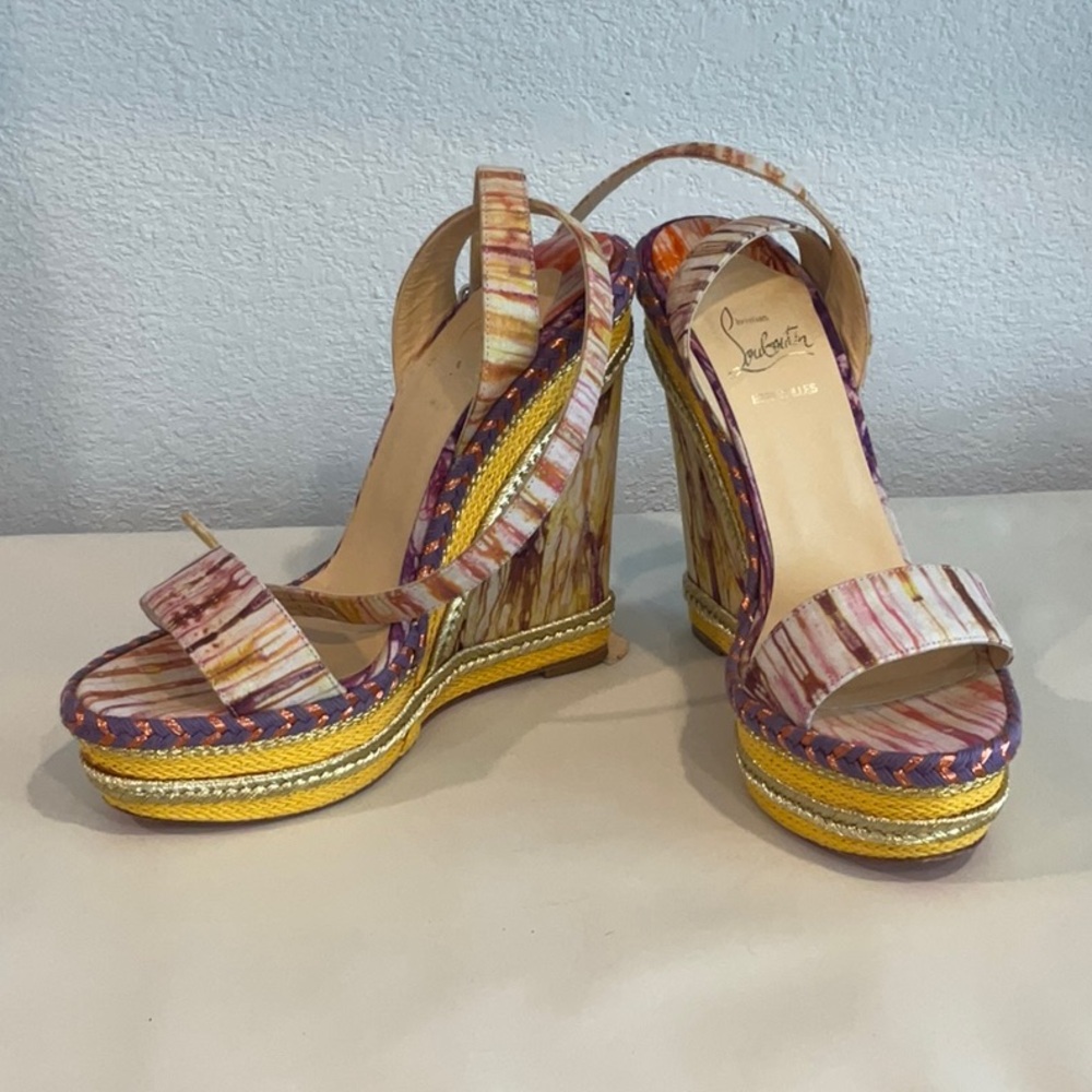 Christian Louboutin Espadrilles Duplice 140 Bazin sz 39 purple yellow gold
